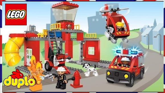 Présentation  du Lego Duplo 5601, la caserne de pompier, en vente d'occasion sur L'île aux trésors à Fribourg.